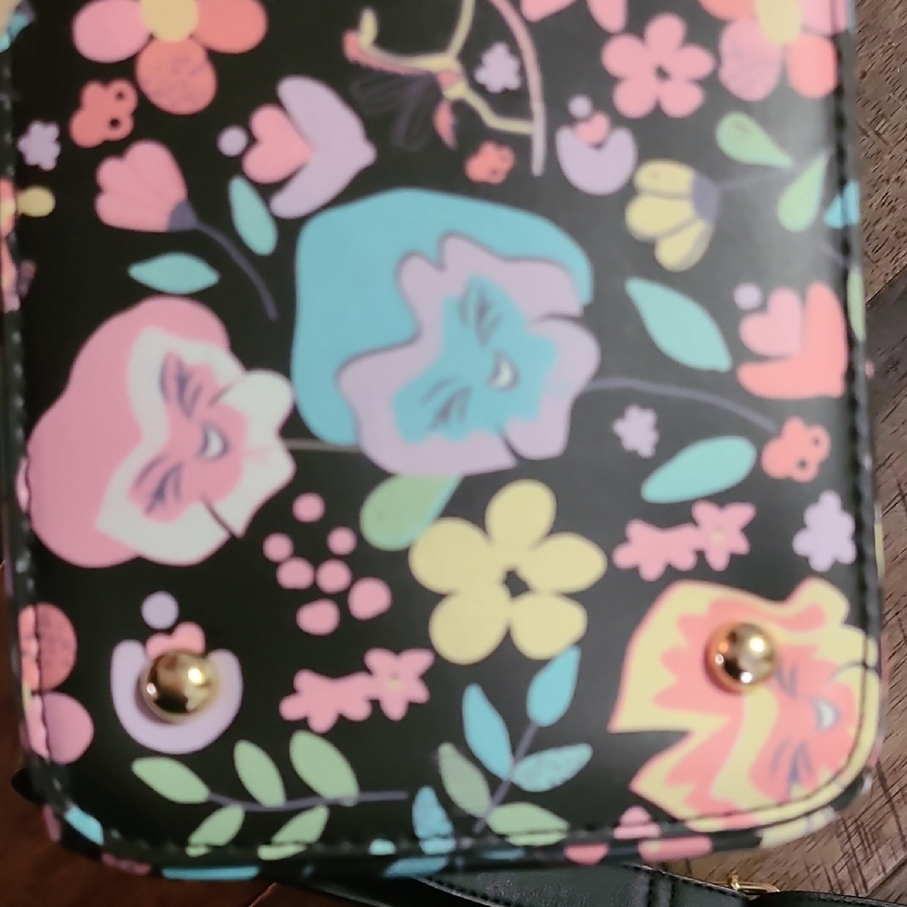 Loungefly Disney Floral Black Satchel - Picture 8 of 10